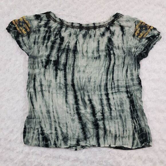 One World size small tie dye peasant top with decorative embroidery accents - Picture 4 of 7
